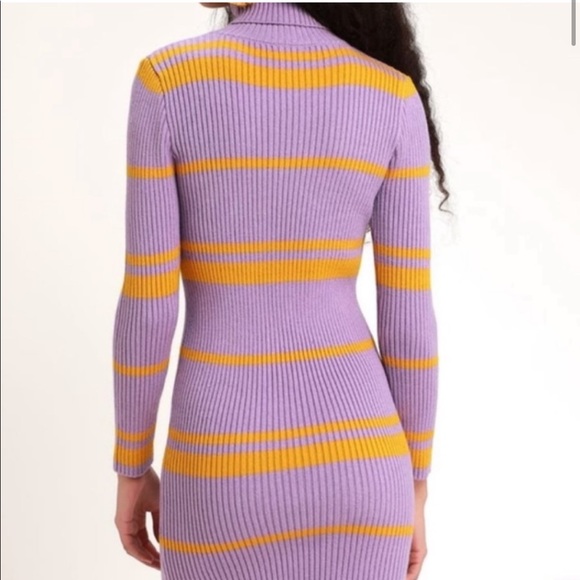 NWT Moon River Striped Turtleneck Sweater Dress In Lavender Size Medium - Picture 5 of 10